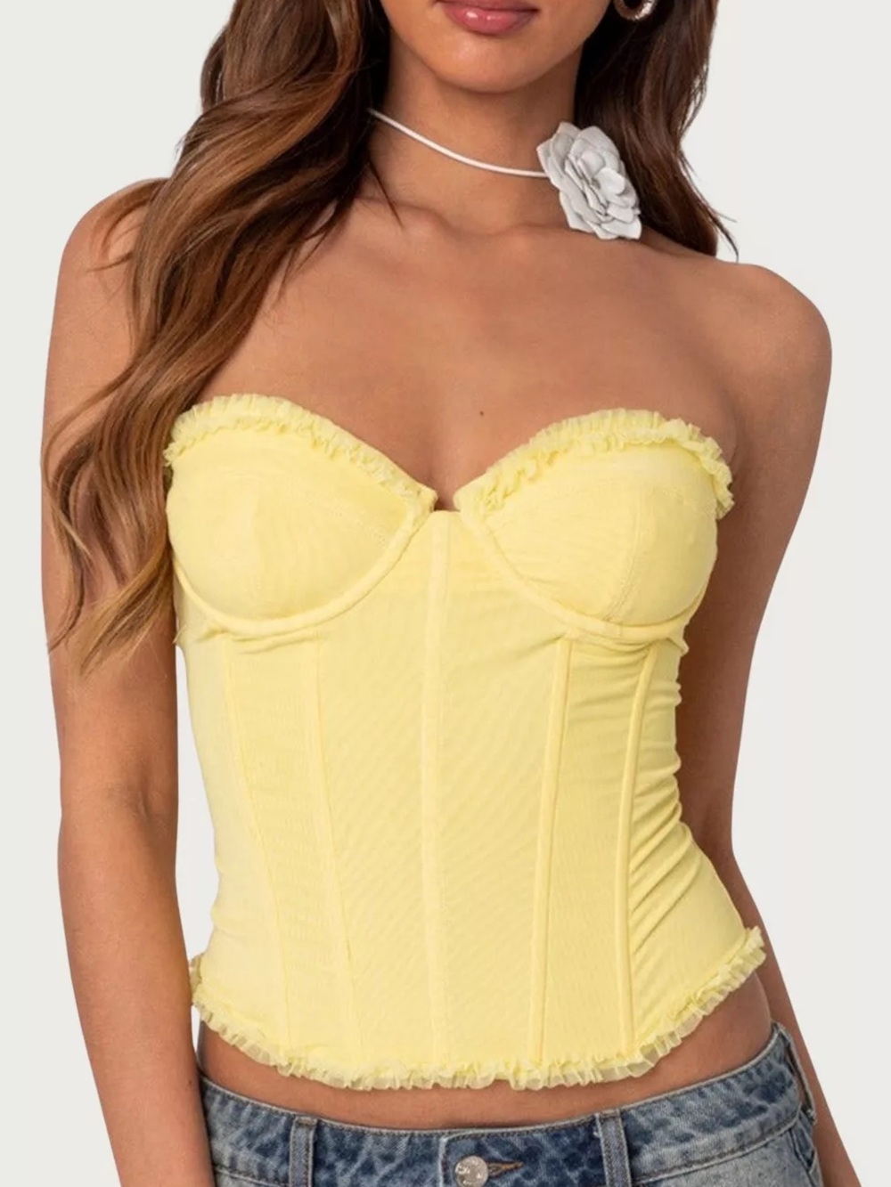 Edikted Deirdre Mesh Lace Up Corset